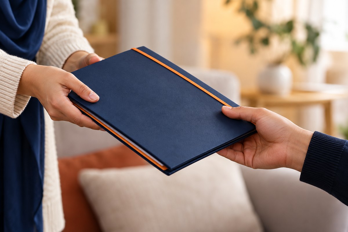 A document folder handed over for administrative support